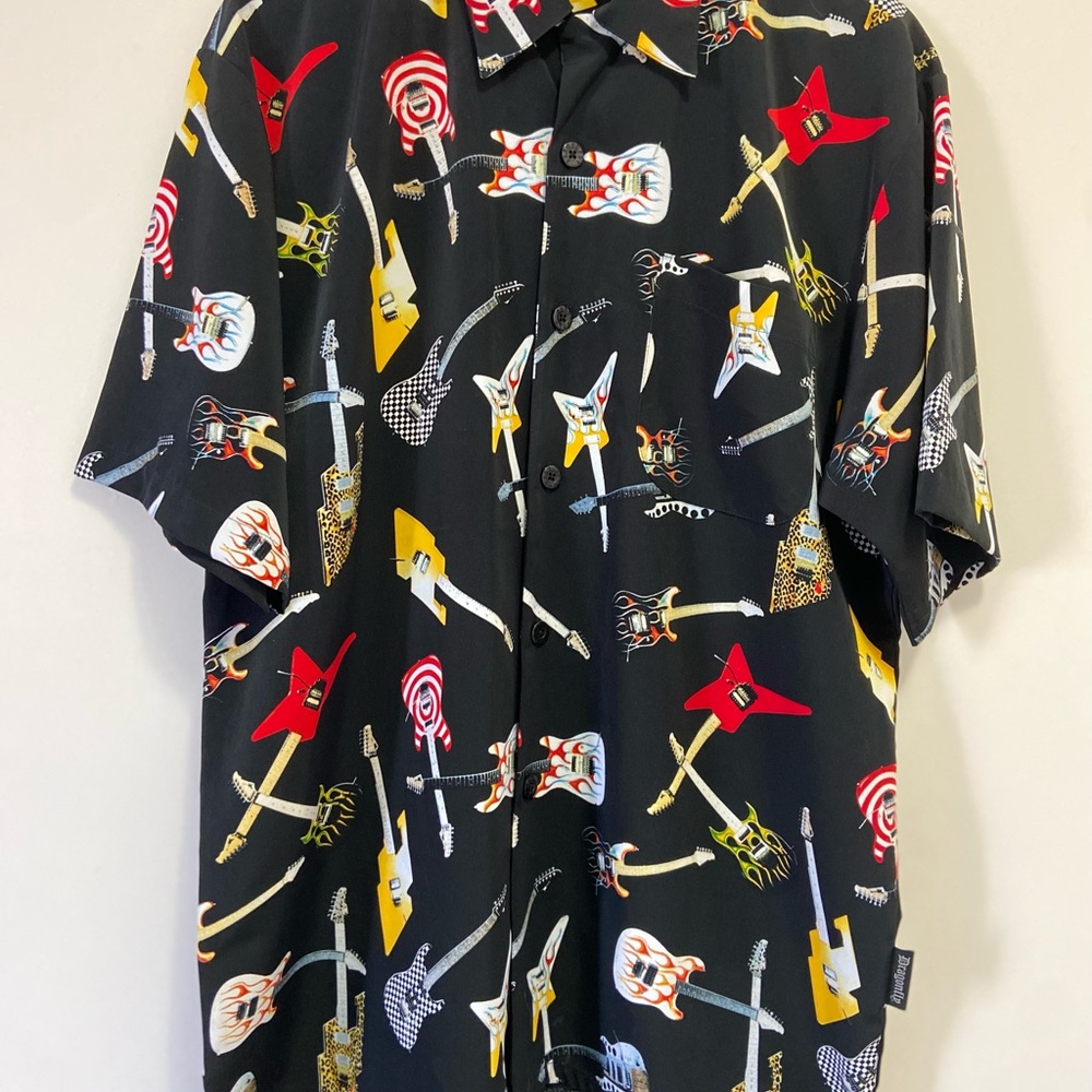 Dragon Fly Men's Button Up Electric Guitar Print